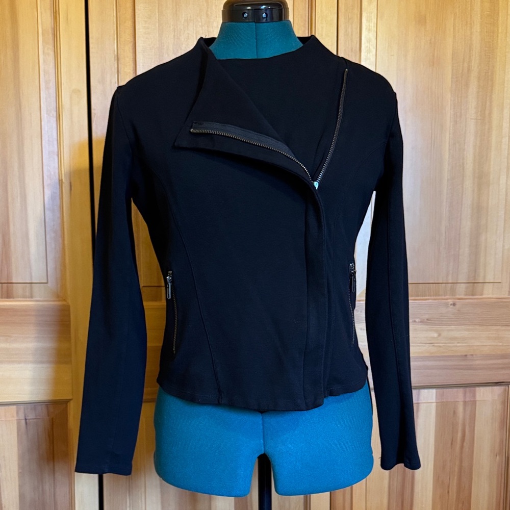 Halogen Black Asymmetrical Moto Zip Jacket